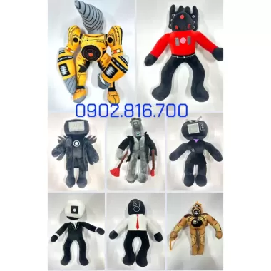 Gấu Bông Đồ Chơi Skibidi Toilet Titan Cameraman v2 TV Man Speakerman Clock man Drill Man Trio thú bông bồn cầu vui nhộn