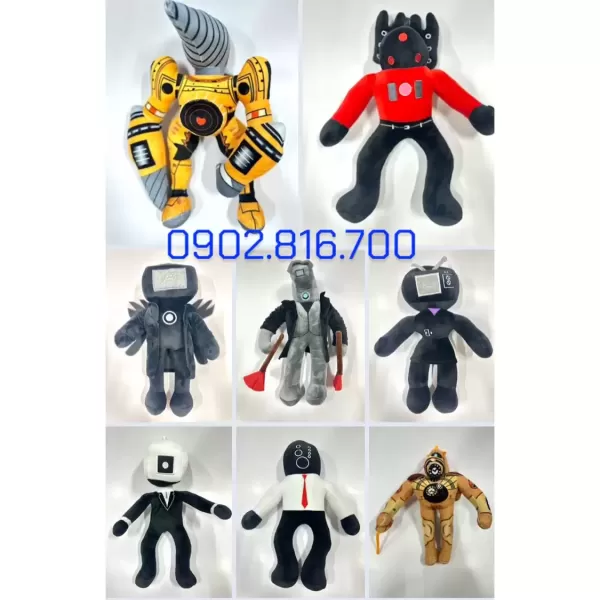 Hình ảnh sản phẩm Gấu Bông Đồ Chơi Skibidi Toilet Titan Cameraman v2 TV Man Speakerman Clock man Drill Man Trio thú bông bồn cầu vui nhộn