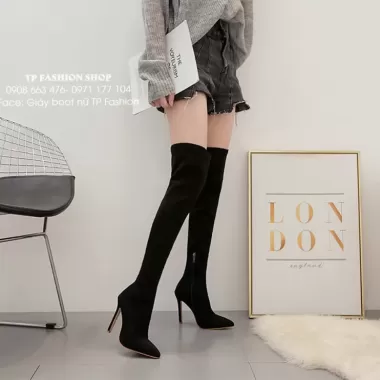 Giày Bốt Cao Gót Bằng Da Mềm Gót Vừa Dày Dặn Thời Trang Thu Đông 2023 6 Giày Bốt Cao Gót Bằng Da Mềm Gót Vừa Dày Dặn Thời Trang Thu Đông 2023 6