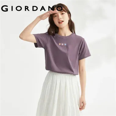 GIORDANO WOMEN 100% Cotton capybara embroidery short sleeve tee 05395383 4