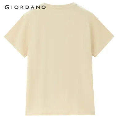 GIORDANO WOMEN 100% Cotton capybara embroidery short sleeve tee 05395383 5
