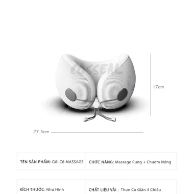 Gối Cổ U Massage Cosseal Công Thái Học Kê Cổ Cao Su Non Văn Phòng Chống Đau Mỏi Vai Gáy Tựa Cổ