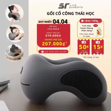 Gối Cổ U Massage Cosseal Công Thái Học Kê Cổ Cao Su Non Văn Phòng Chống Đau Mỏi Vai Gáy Tựa Cổ