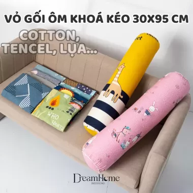 gối dài đôi poly cotton vỏ có khoá kéo tháo dời được vỏ gối dài đôi poly cotton vỏ có khoá kéo tháo dời được vỏ