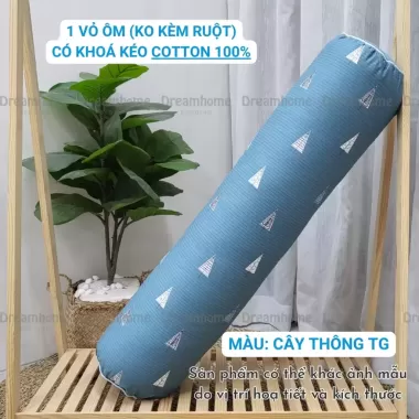 gối dài đôi poly cotton vỏ có khoá kéo tháo dời được vỏ