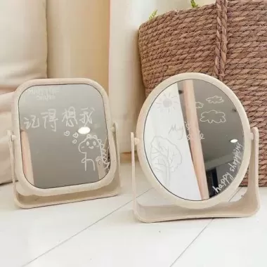 Gương Trang Điểm Mini Để Bàn Xoay 360 Độ Hình Tròn/ Vuông – Gương Nhỏ Lúa Mạch Để Bàn 6