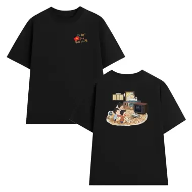 Hình in chó biểu cảm hài hước Áo thun form rộng cổ tròn unisex tay ngắn oversize mùa hè #248-249 5