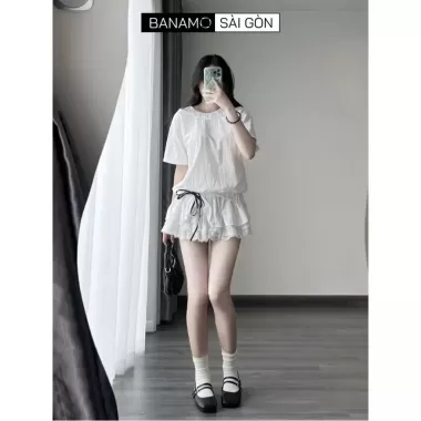 [HOẢ TỐC] Set Bộ Đũi Trơn Dài Cổ Phối Ren Đính Charm Gấu Siêu Yêu By Vy Vy Boutique 4