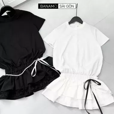 [HOẢ TỐC] Set Bộ Đũi Trơn Dài Cổ Phối Ren Đính Charm Gấu Siêu Yêu By Vy Vy Boutique 5
