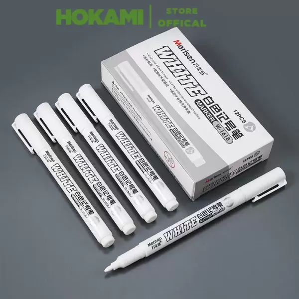 Hình ảnh sản phẩm Hộp 12 chiếc bút lông đánh dấu màu trắng không xóa được MP2907