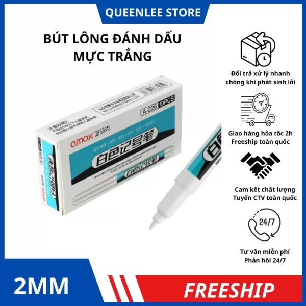 Hình ảnh sản phẩm Hộp 12 chiếc bút lông đánh dấu màu trắng không xóa được MP2907