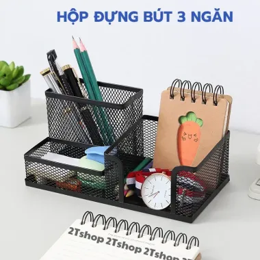Hộp bút 3 ngăn, kệ đựng bút để bàn thiết kế bằng kim loại màu đen nhỏ gọn hộp bút decor bàn làm việc 3 Hộp bút 3 ngăn, kệ đựng bút để bàn thiết kế bằng kim loại màu đen nhỏ gọn hộp bút decor bàn làm việc 3