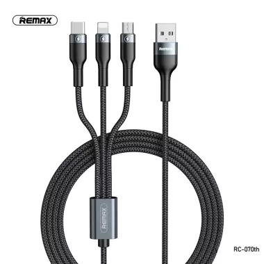 Hộp cáp sạc dạng kéo đa năng REMAX mini 3 đầu chuyển đổi, (lP. Micro, USB) 1 cáp C to C, 1 que chọc sim 5