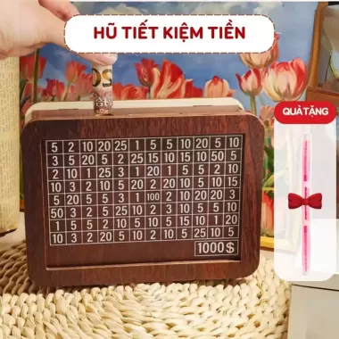 Hộp đựng tiền tiết kiệm gỗ hiện đại giúp lên kế hoạch chi tiêu làm quà tặng đồ decor độc đáo Mono