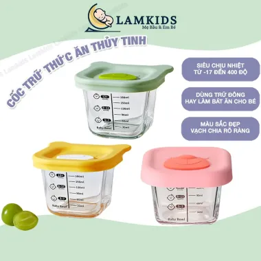 Hộp Trữ Đông Ăn Dặm Cho Bé - Cốc Nấu Cháo Thủy Tinh Lamkids Giá Rẻ 45k 1