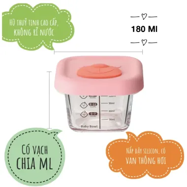 Hộp Trữ Đông Ăn Dặm Cho Bé - Cốc Nấu Cháo Thủy Tinh Lamkids Giá Rẻ 45k 4