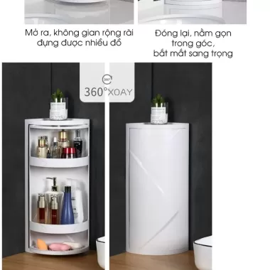 Kệ góc xoay 360 độ tam giác dành cho nhà tắm, nhà bếp, bàn trang điểm GiaDungAnhThu 7