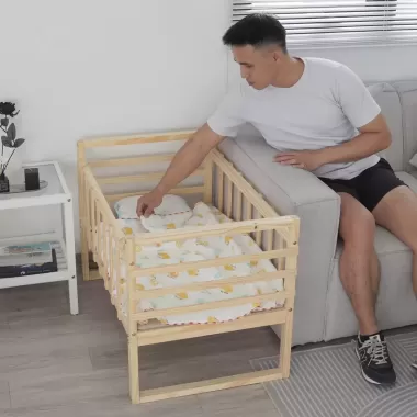 (Kèm Đệm+Màn) Nôi cũi ghép giường cho bé sơ sinh, gỗ thông nhập khẩu 4 (Kèm Đệm+Màn) Nôi cũi ghép giường cho bé sơ sinh, gỗ thông nhập khẩu 4