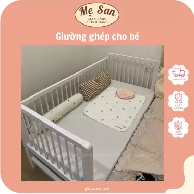 (Kèm Đệm+Màn) Nôi cũi ghép giường cho bé sơ sinh, gỗ thông nhập khẩu 6 (Kèm Đệm+Màn) Nôi cũi ghép giường cho bé sơ sinh, gỗ thông nhập khẩu 6