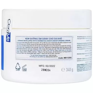 Kem dưỡng ẩm toàn thân Cerave Moisturizing Cream Body 340g (cơ thể và da mặt) 9 Kem dưỡng ẩm toàn thân Cerave Moisturizing Cream Body 340g (cơ thể và da mặt) 9