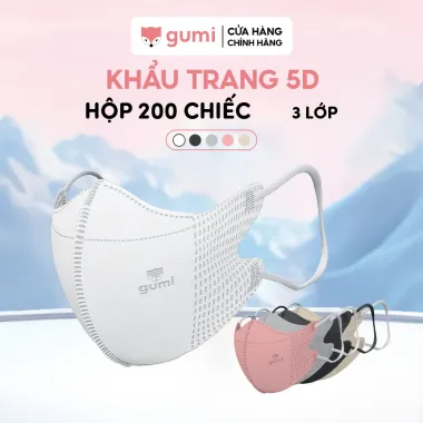 Khẩu Trang 5D Gumi Kháng Khuẩn Lọc Bụi PM2.5 3 Lớp - Giảm 20% Chỉ 40600đ 1