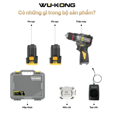 Khoan Pin WuKong 16.8V Có Búa, Không Chổi Than, Giá Shock 540k - Đầu Kẹp 10mm Tự Động 4