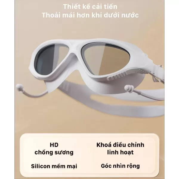 Hình ảnh sản phẩm Kính bơi người lớn YUKE YJ8027, mắt kính lớn, đệm kính dày, chống sương, chống tia UV
