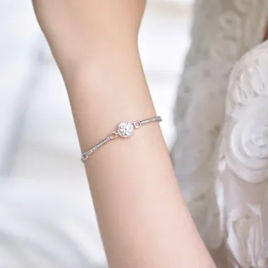Lắc Tay Bạc Đính Đá Kim Cương Mossanite 7 Ly GRA JIU YUAN Giá Rẻ 595k 6 Lắc Tay Bạc Đính Đá Kim Cương Mossanite 7 Ly GRA JIU YUAN Giá Rẻ 595k 6
