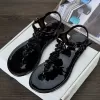 Lật Dép Nhựa Xỏ Ngón Đế Bằng Chống Trượt Đính Hoa handmade Thời Trang Mùa Hè Cho Nữ 1