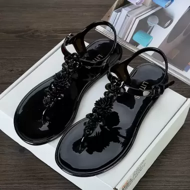 Lật Dép Nhựa Xỏ Ngón Đế Bằng Chống Trượt Đính Hoa handmade Thời Trang Mùa Hè Cho Nữ