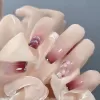 [LB &amp; N] Móng tay giả anh đào 3D dễ thương màu hồng có keo dán Nơ ngọt ngào Sơn ép móng tay cho bé gái