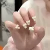 [LB &amp; N] Móng tay giả anh đào 3D dễ thương màu hồng có keo dán Nơ ngọt ngào Sơn ép móng tay cho bé gái 9