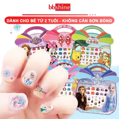 [LB &amp; N] Móng tay giả anh đào 3D dễ thương màu hồng có keo dán Nơ ngọt ngào Sơn ép móng tay cho bé gái 10
