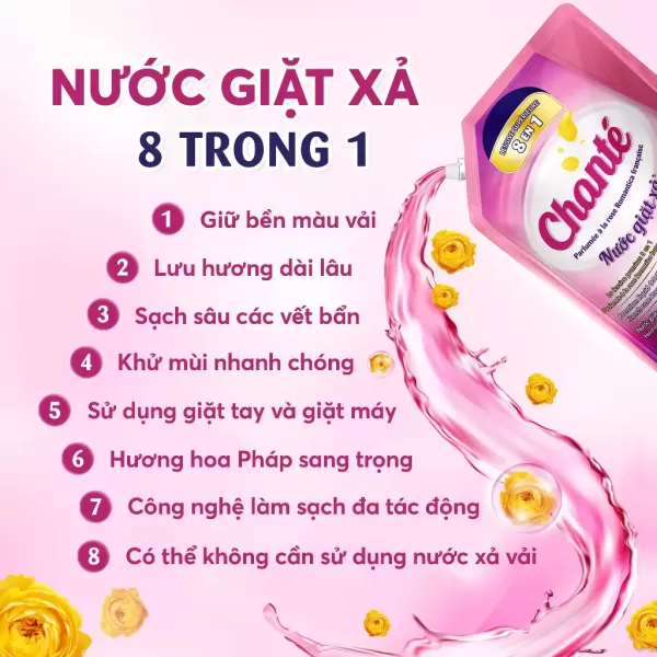Hình ảnh sản phẩm [LS][Chọn loại] Combo 2 Túi Nước Giặt Xả Chanté Cao Cấp 8 Trong 1