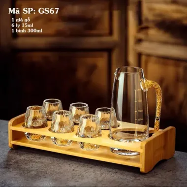 Ly Thủy Tinh Sang Trọng Bộ 6 Món Kèm Khay Gỗ - Giảm 175000 VND 6