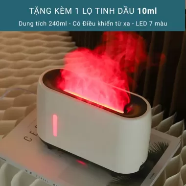 (Mẫu 2025) Máy Xông Tinh Dầu Phòng Ngủ Ngọn Lửa Siêu Đẹp, Đèn Ngủ Led 7 Màu Sang Trọng, Tinh Tế 1
