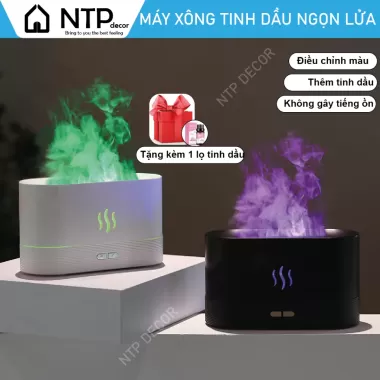 (Mẫu 2025) Máy Xông Tinh Dầu Phòng Ngủ Ngọn Lửa Siêu Đẹp, Đèn Ngủ Led 7 Màu Sang Trọng, Tinh Tế 3