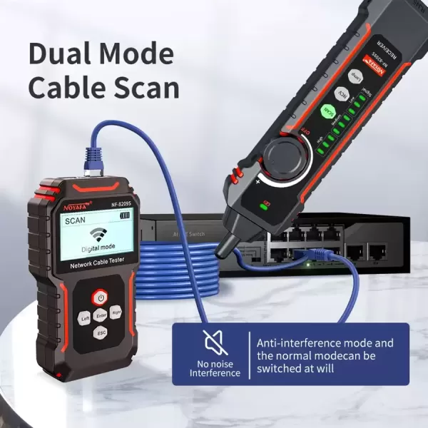 Hình ảnh sản phẩm Máy dò đo dây mạng kiểm tra test cáp mạng, đo chiều dài, test POE Thương hiệu TXIC có màn LCD kiểm tra chính xác