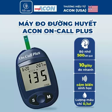 Máy đo đường huyết ACON On - Call Plus - Đo nhanh trong 10S bảo hành trọn đời - Cho ra kết quả chính xác