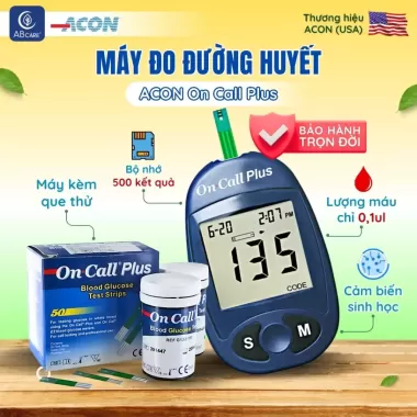 Máy đo đường huyết ACON On - Call Plus - Đo nhanh trong 10S bảo hành trọn đời - Cho ra kết quả chính xác