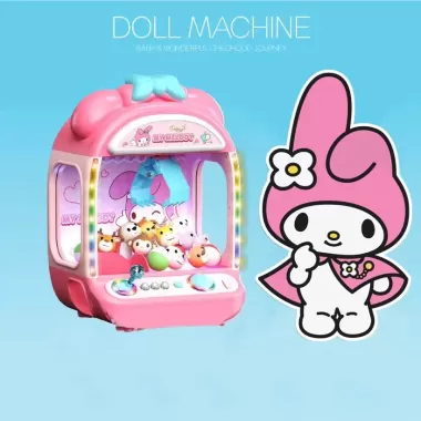 Máy Gắp Thú Mini Kuromi / Melody Có Đèn Và Nhạc Đi Kèm Nhiều Thú Bông Có Xu Đếm Thời Gian Thú Vị Đồ Chơi Thông Minh