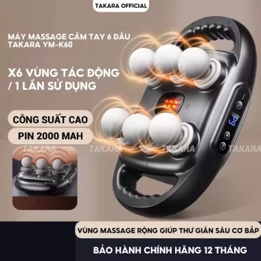 Máy massage cầm tay 6 đầu, máy mát xa toàn thân Takara YM-K60 với 9 chế độ và 9 cấp độ điều chỉnh 1