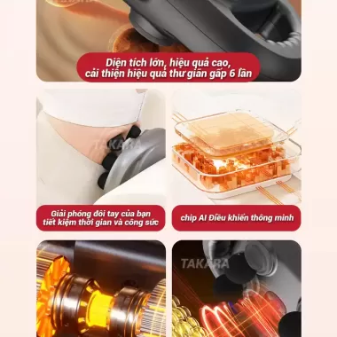 Máy massage cầm tay 6 đầu, máy mát xa toàn thân Takara YM-K60 với 9 chế độ và 9 cấp độ điều chỉnh 10