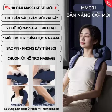 Máy Massage Cổ Vai Gáy DELAX 8 Đầu Massage Chườm Ấm Cổ Vai Gáy,Cải Thiện Sức Khỏe Giảm Mệt Mỏi Chườm Nóng Trị Liệu MMC05 9