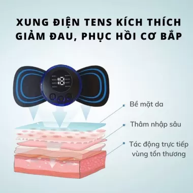 Miếng Dán Massage Xung Điện, Máy Masage Điện Thông Minh, Chân, Cổ, Vai, Gáy 10 Chế Độ Rung Masage Xoa Bóp Giảm Đau.