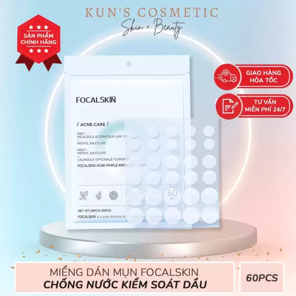 Hình ảnh sản phẩm Miếng Dán Mụn FOCALSKIN Ngày và Đêm Chống Nước Kiểm Soát Dầu Bộ 60 miếng