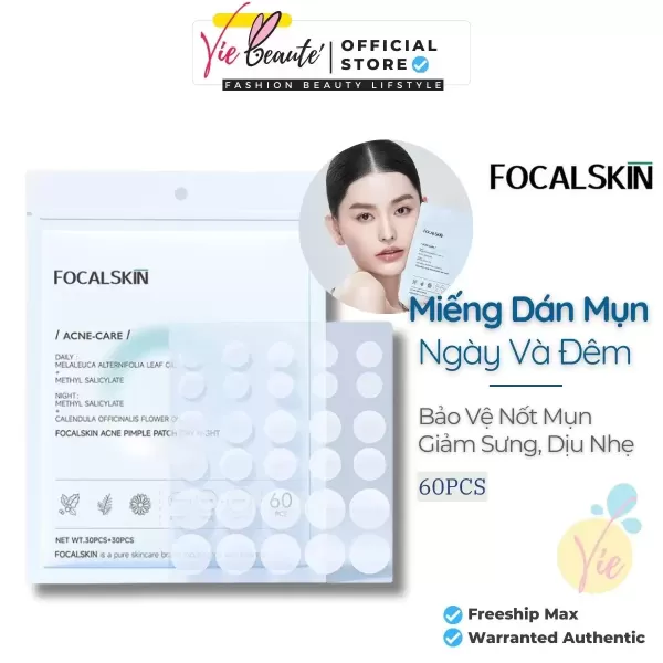 Hình ảnh sản phẩm Miếng Dán Mụn FOCALSKIN Ngày và Đêm Chống Nước Kiểm Soát Dầu Bộ 60 miếng