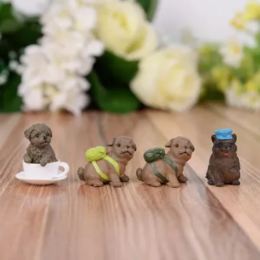 Mô Hình Chó Con Cute Trang Trí Tiểu Cảnh Terrarium Móc Khóa DIY - Combo 16 Puppy Giá Rẻ 150k 3