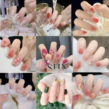 Móng Tay Giả Ngắn Vuông Thạch Gel Bộ 24 Móng Giá Xử Lý 29K Thay Vì 37K 1