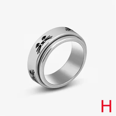 Nhẫn thép không gỉ cho nam spinner xoay fidget chống căng thẳng tái sinh vòng quay
